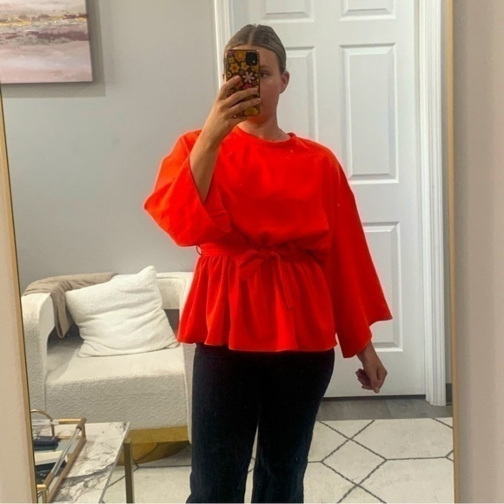 IRO Blouse Zone Kimono Sleeve in Neon Orange
